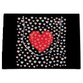 rood hart met spiekelpatroon groot cadeauzakje (Voorkant)