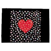 rood hart met spiekelpatroon groot cadeauzakje (Achterkant)