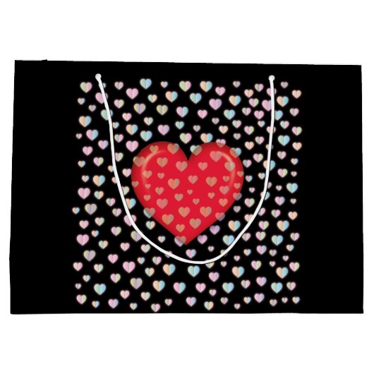 rood hart met spiekelpatroon groot cadeauzakje (Achterkant)