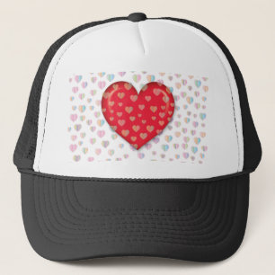 rood hart met spiekelpatroon trucker pet