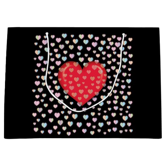 rood hart met spikkels patroon groot cadeauzakje (Voorkant)