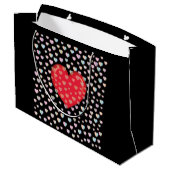 rood hart met spikkels patroon groot cadeauzakje (Achterkant Gekanteld)