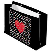 rood hart met spikkels patroon groot cadeauzakje (Voorkant Gekanteld)