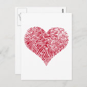 Rood hart met vingerafdrukpatroon briefkaart (Voorkant / Achterkant)