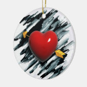 Rood hart met Waterverf achtergrond schilderen Keramisch Ornament (Links)