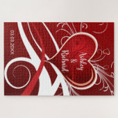 Rood hart met wervelingen legpuzzel (Horizontaal)