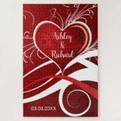 Rood hart met wervelingen legpuzzel (Verticaal)