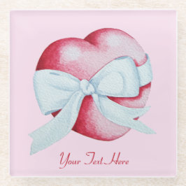 rood hart met wit boogvormig origineel kunstontwer glazen onderzetter