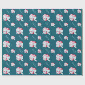 rood hart met witte lintboeg oorspronkelijke kunst cadeaupapier (Vlak)