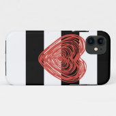Rood hart met zwarte en witte strepen Case-Mate iPhone case (Achterkant (horizontaal))