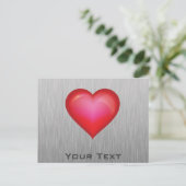 rood hart; metaal briefkaart (Staand voorkant)