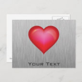 rood hart; metaal briefkaart (Voorkant / Achterkant)