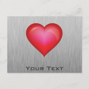 rood hart; metaal briefkaart