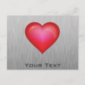 rood hart; metaal briefkaart (Voorkant)