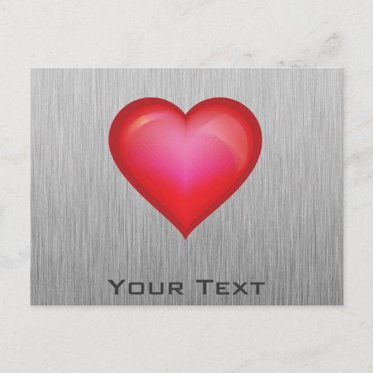 rood hart; metaal briefkaart (Voorkant)