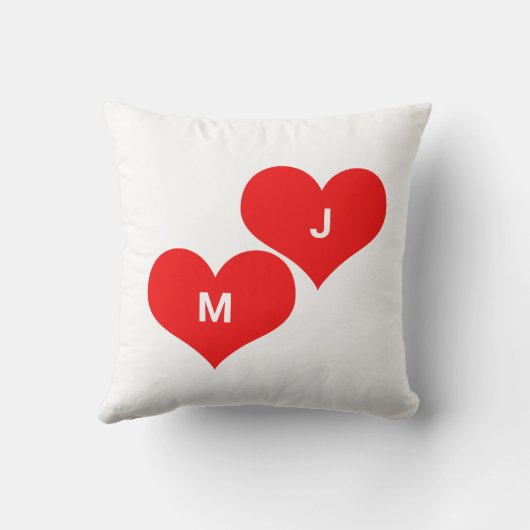 Rood Hart Monogram Eerste Aangepaste Valentijn Sch Kussen (Achterkant)