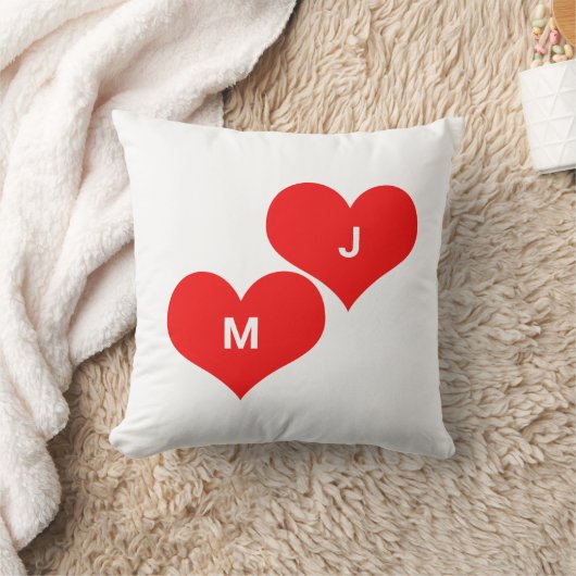 Rood Hart Monogram Initiaal Aangepaste Valentijn C Kussen (Deken)