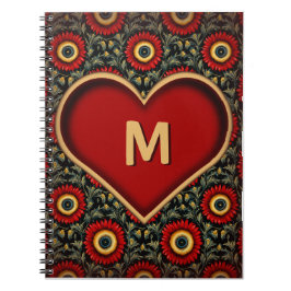  rood  hart monogram Notitieboek