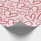 Rood hart naadloos patroon cadeaupapier (Hoek)