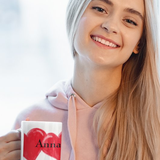 Rood hart Naam Two-Tone Coffee Mok