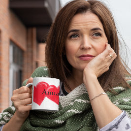 Rood  hart Naam Two-Tone Coffee Mok