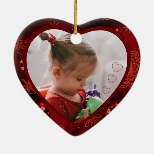 Rood hart oma Foto Keramisch Ornament (Achterkant)