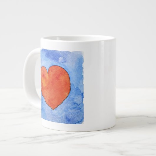Rood hart op blauw 2011 grote koffiekop (Links)
