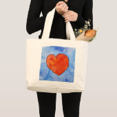 Rood hart op blauw 2011 grote tote bag (Voorkant (product))