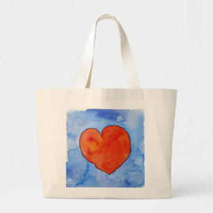 Rood hart op blauw 2011 grote tote bag