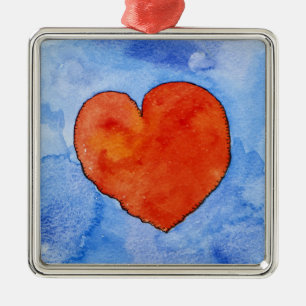 Rood hart op blauw 2011 metalen ornament
