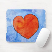Rood hart op blauw 2011 muismat (Met muis)