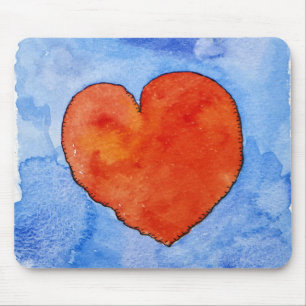 Rood hart op blauw 2011 muismat