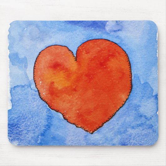 Rood hart op blauw 2011 muismat (Voorkant)