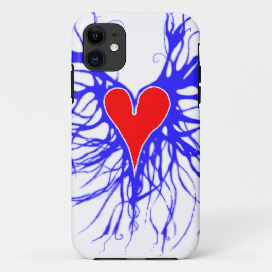Rood hart op blauwe achtergrond Case-Mate iPhone case (Achterkant)