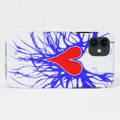 Rood hart op blauwe achtergrond Case-Mate iPhone case (Achterkant (horizontaal))