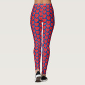 Rood hart op blauwe vrouwelijke Comfortable Leggin Leggings (Achterkant)