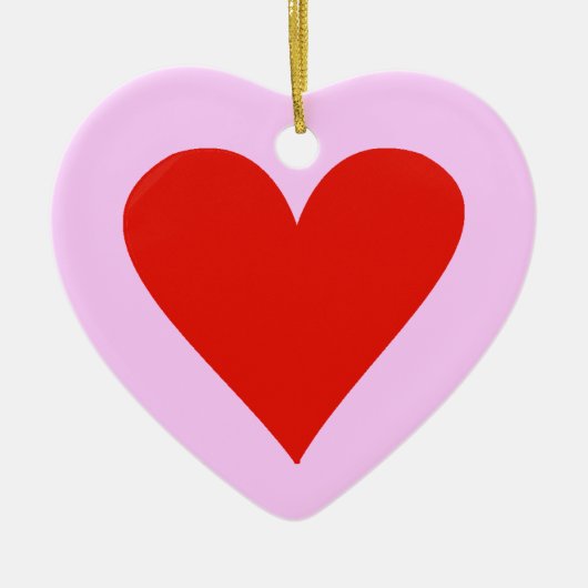 Rood hart op een keramische harthanger keramisch ornament (Voorkant)