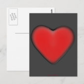 Rood hart op grijs briefkaart (Voorkant / Achterkant)