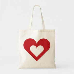 Rood hart op hart Canvas tas