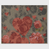 Rood hart op mooie  bloem cadeaupapier (Vlak)