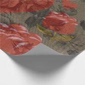 Rood hart op mooie  bloem cadeaupapier (Hoek)