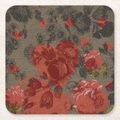 Rood hart op mooie bloem kartonnen onderzetters (Voorkant)