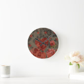 Rood hart op mooie bloem ronde klok (Huis)