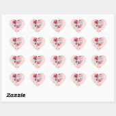 Rood hart op roze achtergrond hart sticker (Vel)