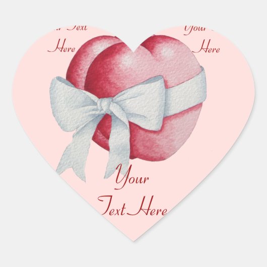 Rood hart op roze achtergrond hart sticker (Voorkant)