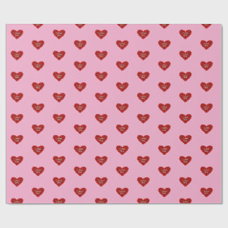 Rood hart op roze achtergrond Inpakpapier liefde