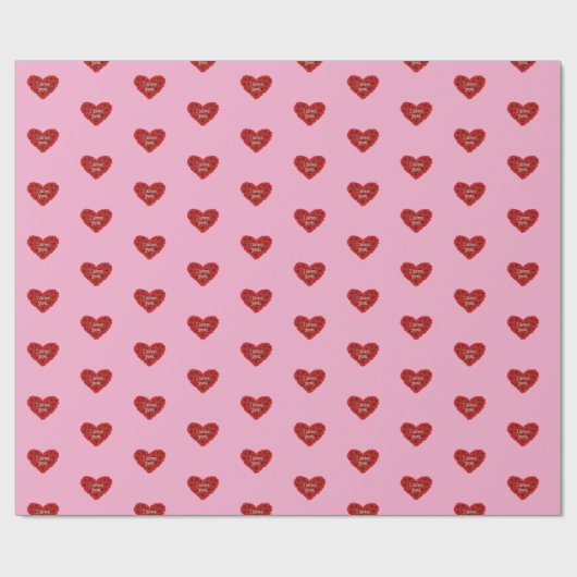 Rood hart op roze achtergrond Inpakpapier liefde (Vlak)