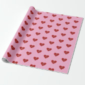 Rood hart op roze achtergrond Inpakpapier liefde (Uitgerold)