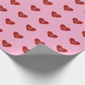 Rood hart op roze achtergrond Inpakpapier liefde (Hoek)