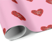 Rood hart op roze achtergrond Inpakpapier liefde (Rol Hoek)